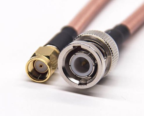 BNC线接口公头直式转SMA反极公头直式RF同轴线材接RG142