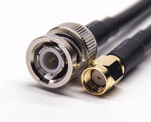 BNC信号线180度直式公头转SMA反极公头直式同轴线缆接RG223 RG58