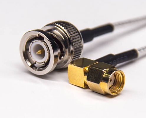 BNC线直式公头转SMA弯式反极公头RF线材接RG316