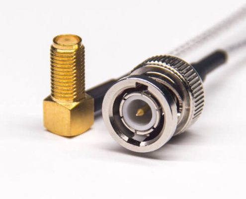 BNC线接口公头直式转SMA弯式母头同轴线缆及RG316